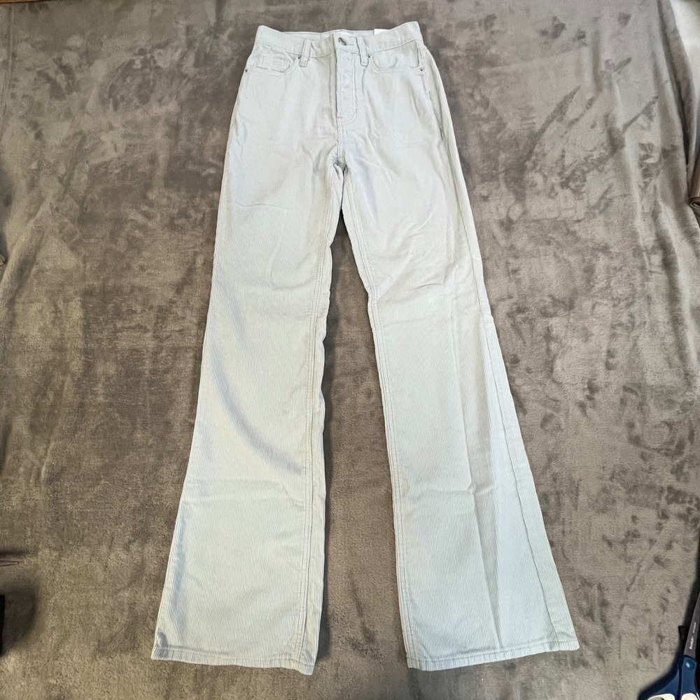 PacSun High Rise Bootcut Corduroy Pants Womens 24 Blue‎ Grey Flare Leg New